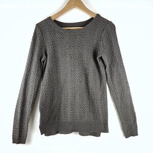 LOFT Ann Taylor Gray Textured Knit 100% Cotton Pullover Sweater